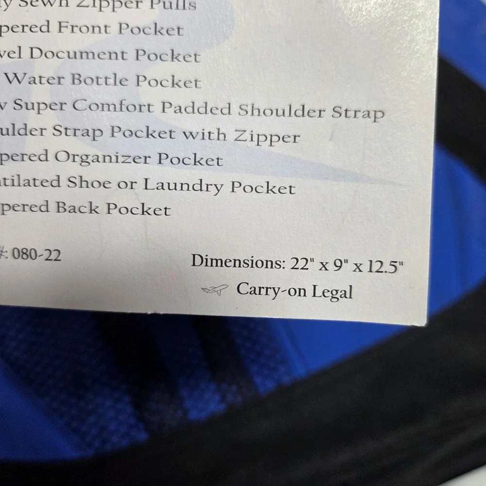 Rivers End Sports Duffel Bag Blue Black Carry On Travel Gym Bag 080-22